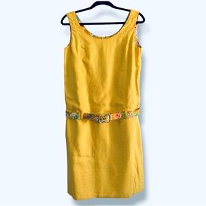 Vintage 60s Lanz Belted Mini GoGo Shift Dress Size Large Sunflower Yellow
